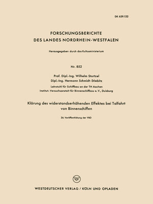 cover image of Klärung des widerstandserhöhenden Effektes bei Talfahrt von Binnenschiffen